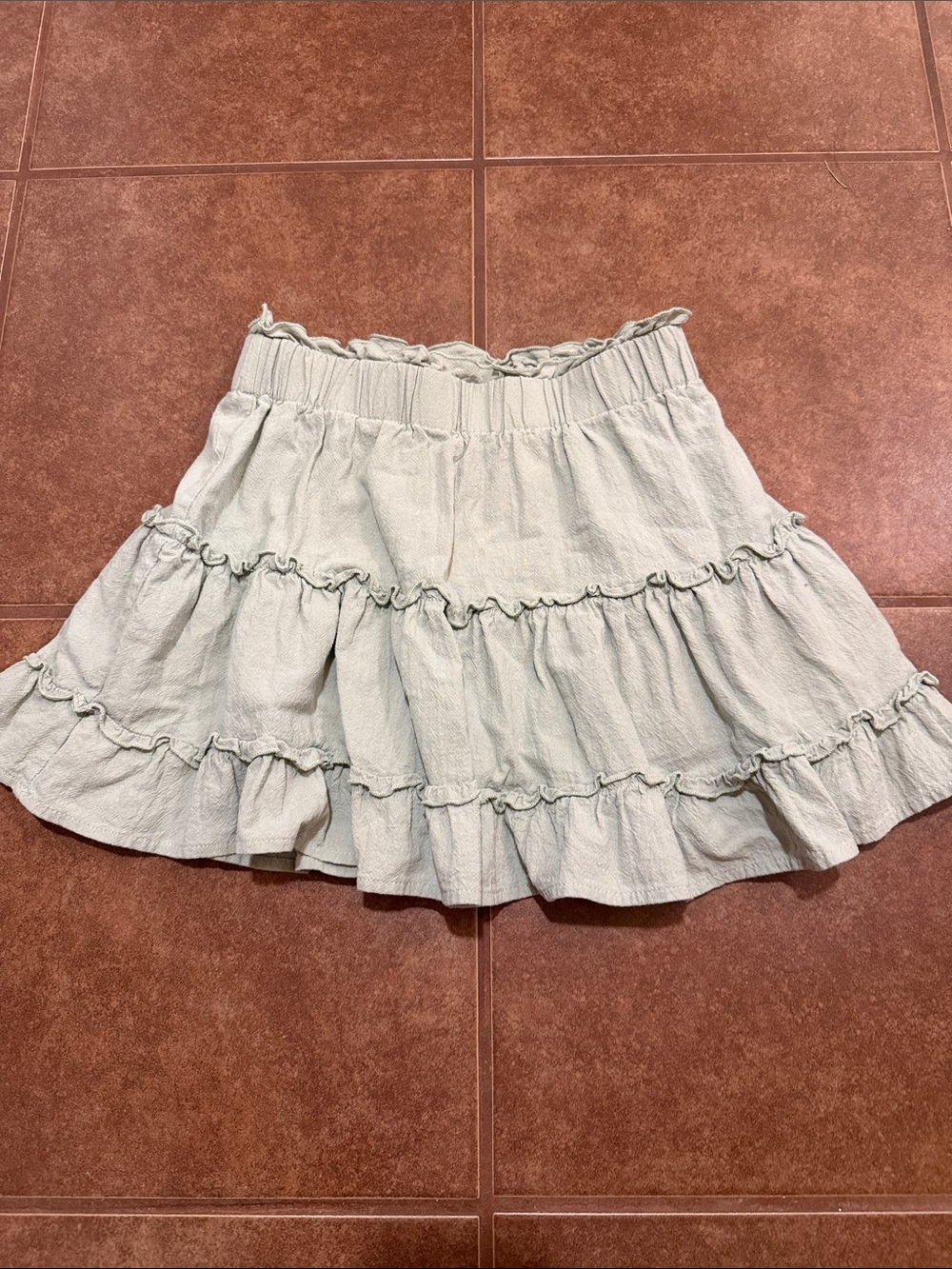 SHEIN Light Gray Tiered Ruffle Skater Skirt